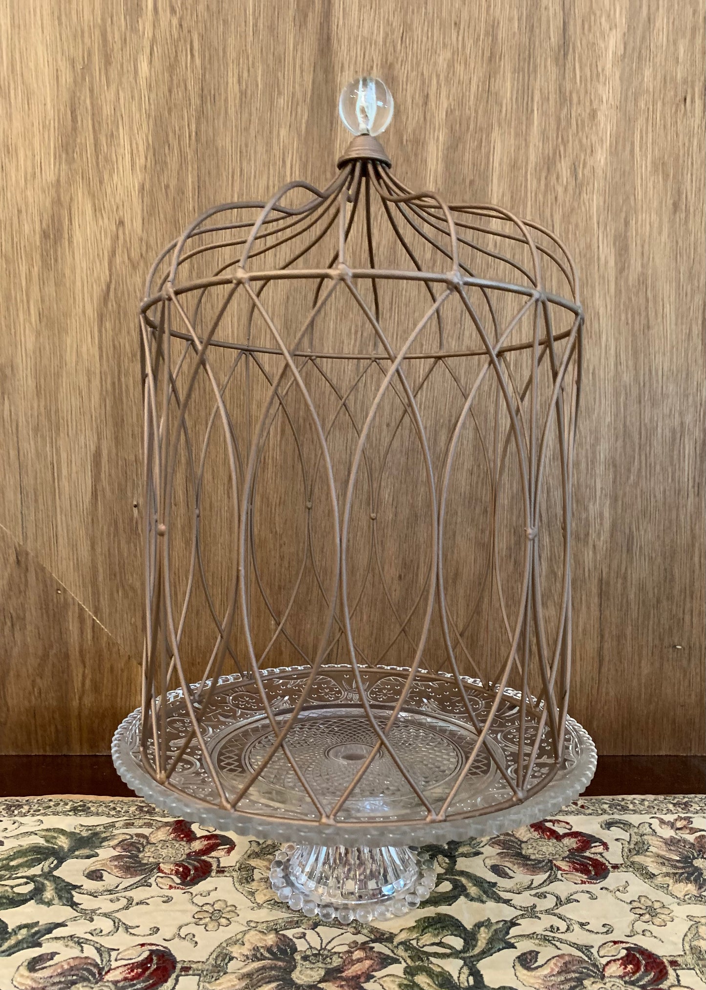 Metal Cloche with Cake Plate