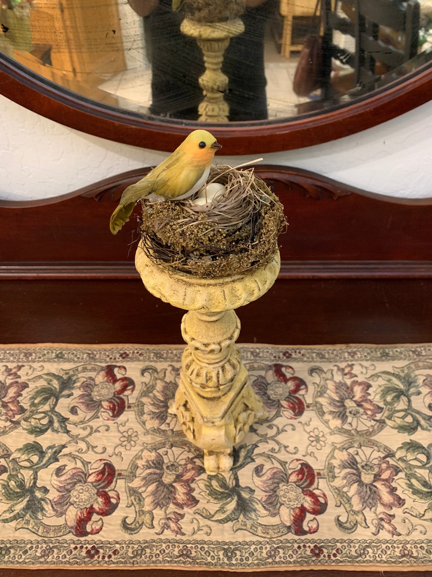 Candle Holder with Bird and Nest