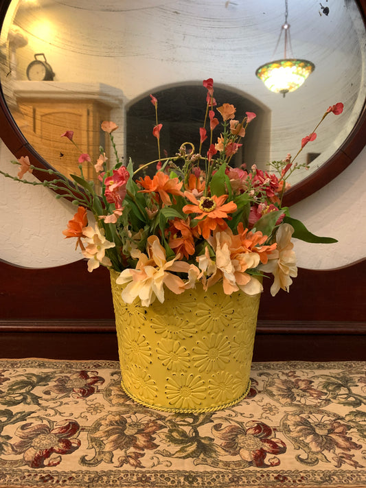 Faux Floral in Wall Pocket