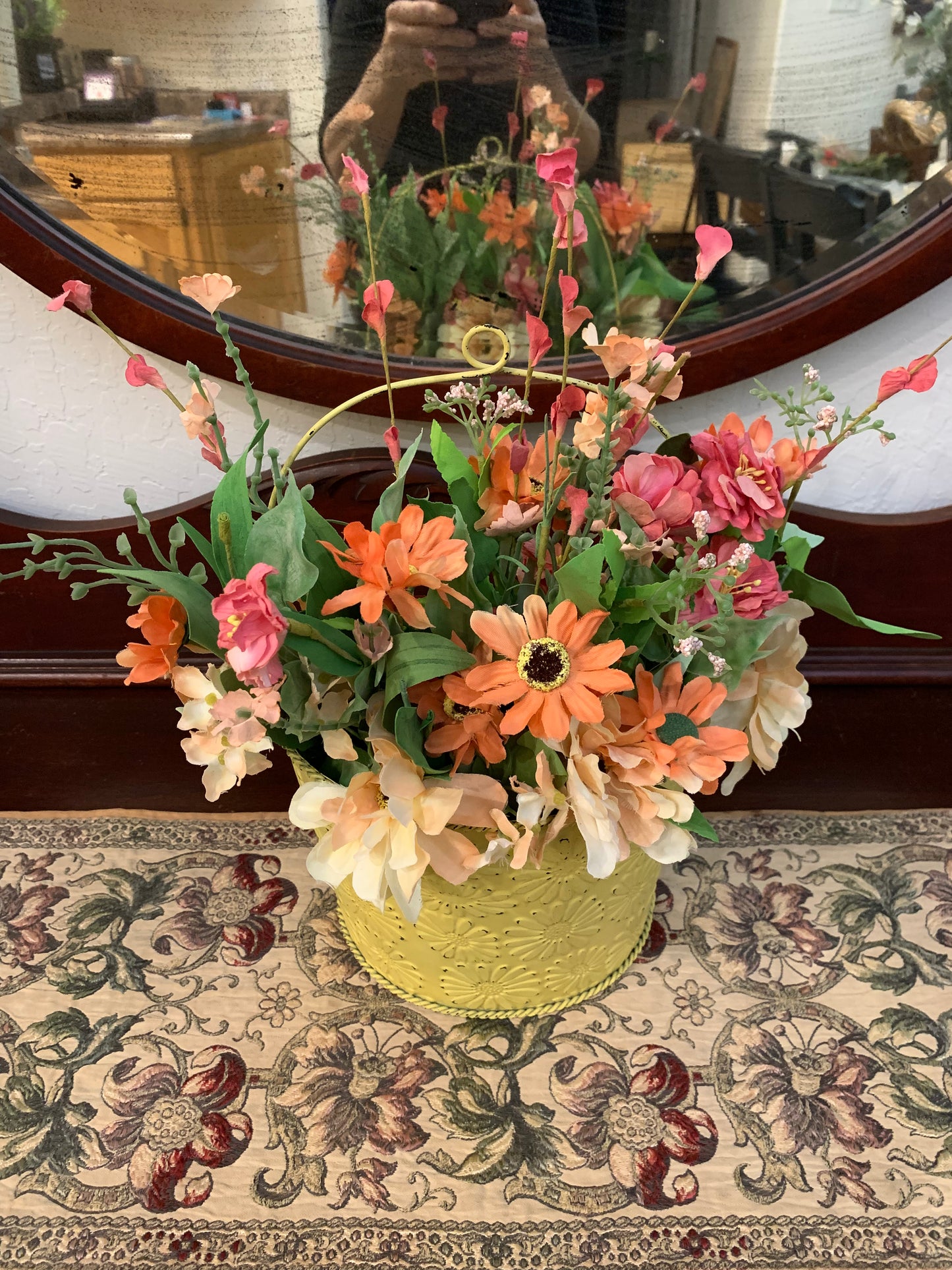 Faux Floral in Wall Pocket