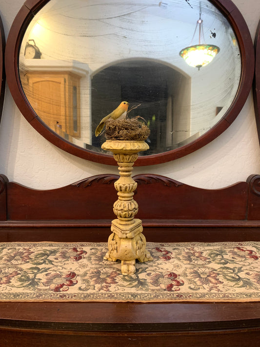 Candle Holder with Bird and Nest